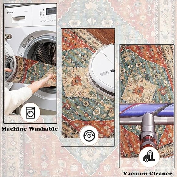 Boho Tribal Area Rug - SIZE 2x8 Hallway Bohemian Vintage Bedroom Throw Rug - Picture 4 of 6